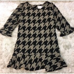 JOA Los Angeles Houndstooth Drop Waist Dress, M